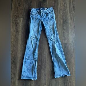 Seven7 Light Blue Distressed Flare Jeans